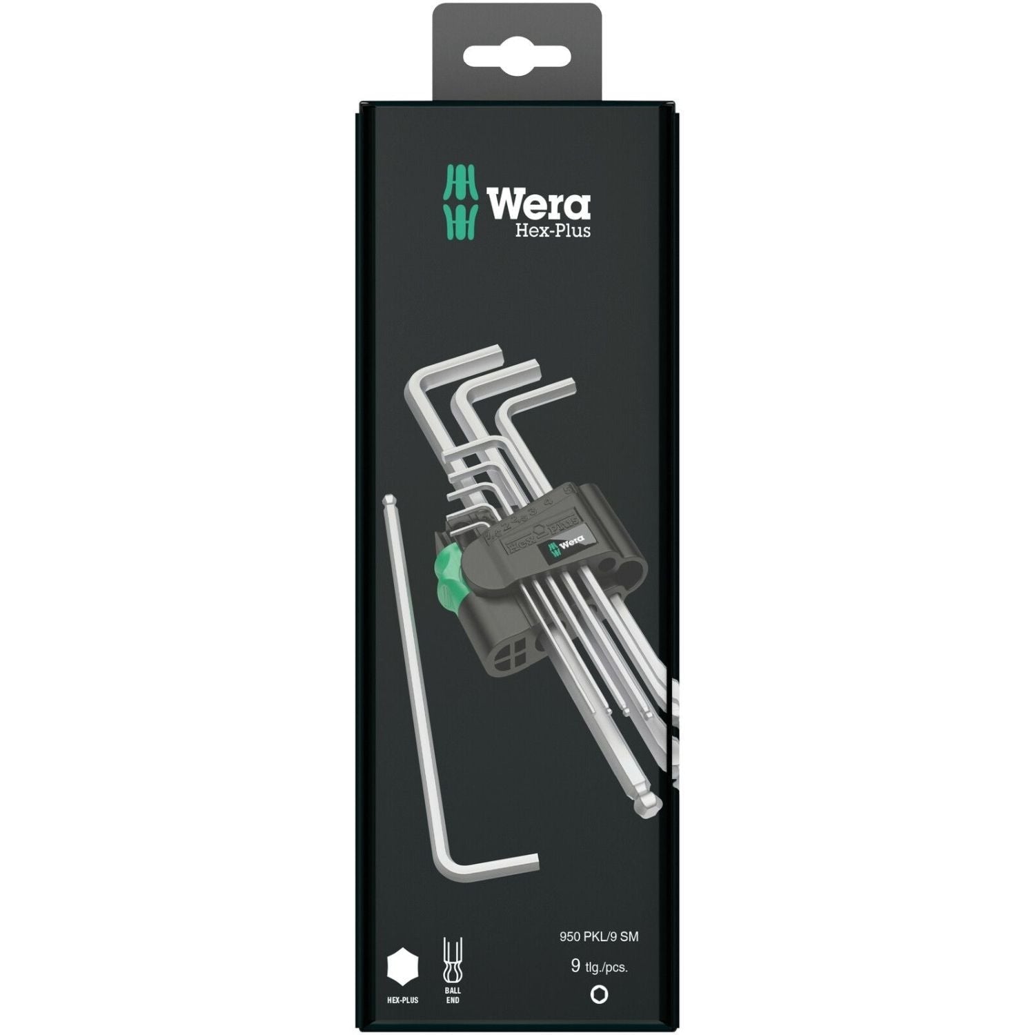 Wera 950/9 Hex-Plus 1 SB L-Key Set, Metric, Chrome-Plated, 9-Pieces