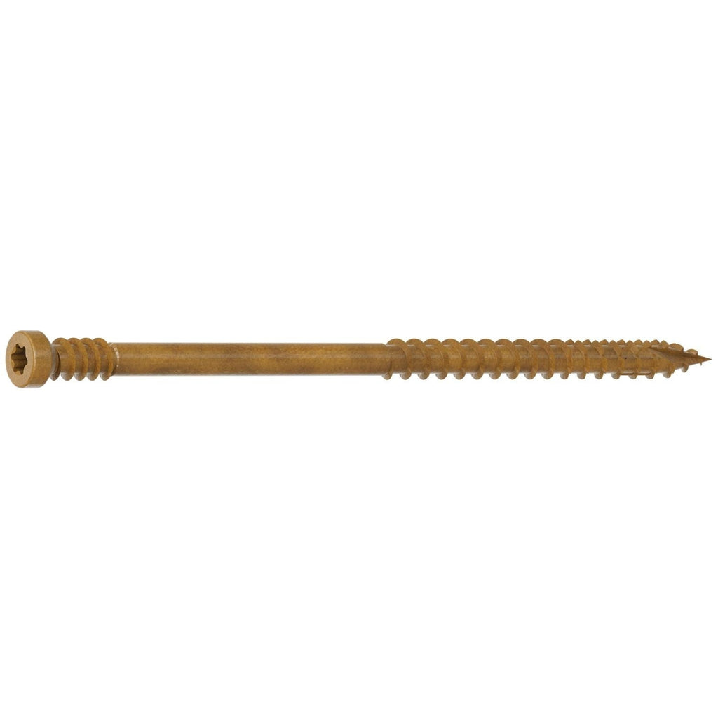 Simpson Strong-Tie FT07300R100 Finish Trim Screw, #7 x 3-in. T10, Trim-Head, Quik Guard, Tan, 100-Pack