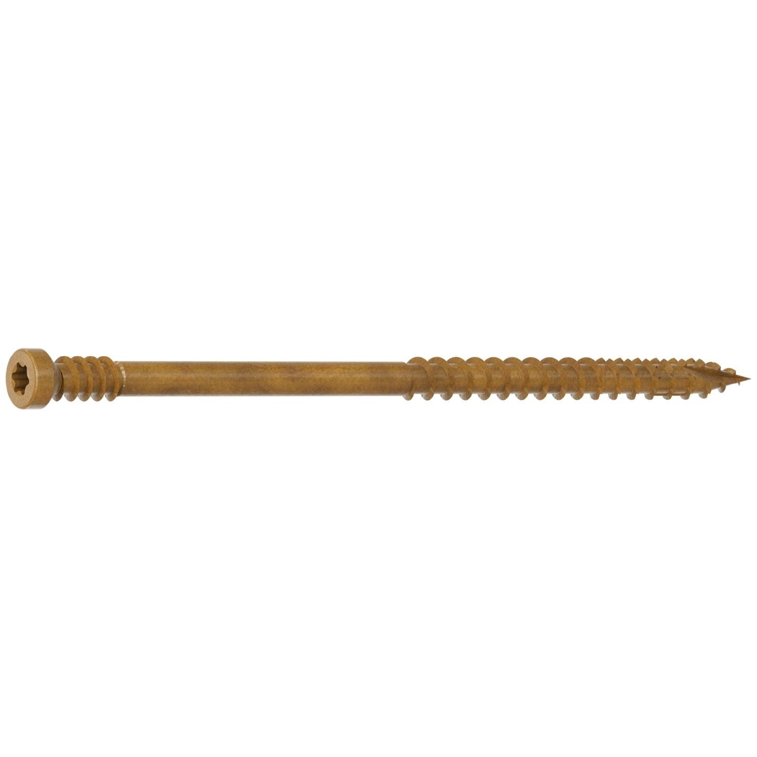 Simpson Strong-Tie FT07300R100 Finish Trim Screw, #7 x 3-in. T10, Trim-Head, Quik Guard, Tan, 100-Pack