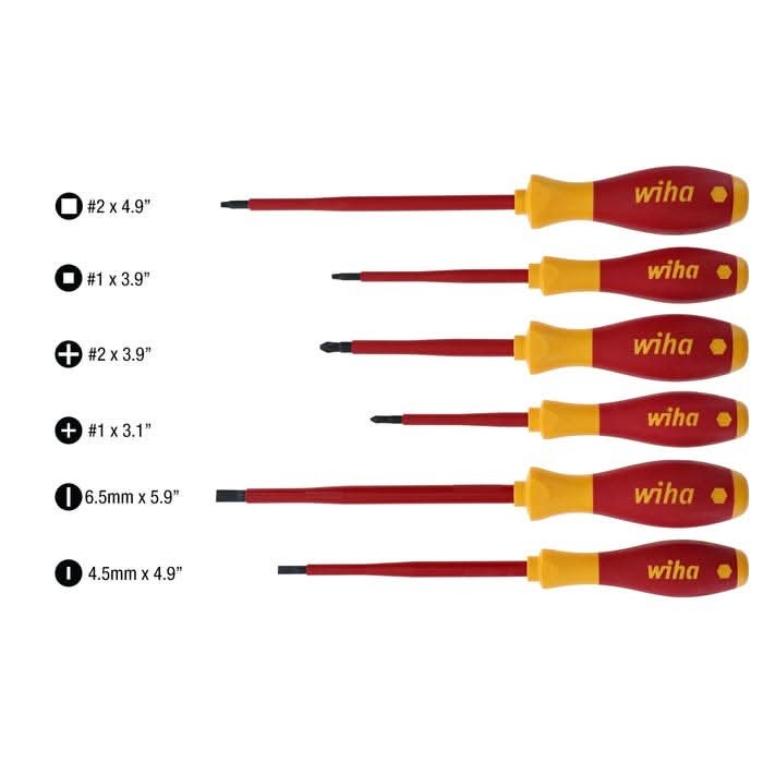 Wiha 32196 6-Piece Insulated Slimline Screwdriver Set