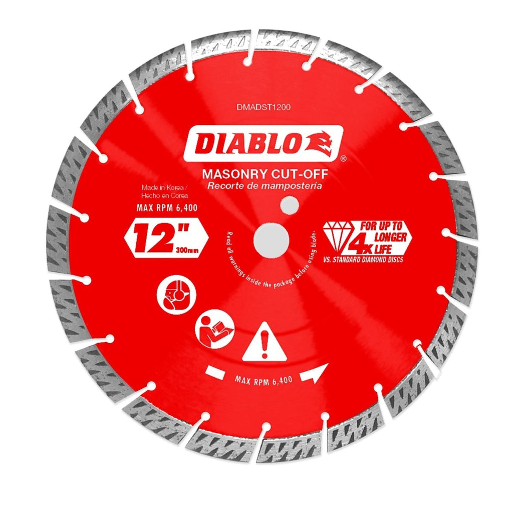 Diablo DMADST1200 12 in. Diamond Segmented Turbo Cut-Off Discs for Masonry