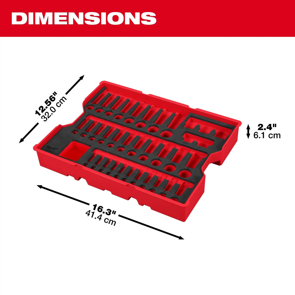 Milwaukee 65 pc. 1/4-in., 3/8-in., & 1/2-in. Drive SAE Socket Set with Tray for PACKOUT Drawers (48-22-0151)
