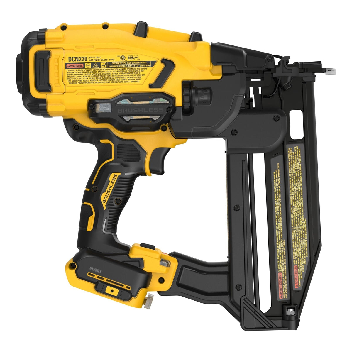 DEWALT 20V MAX* XR Cordless 16GA Straight Finish Nailer, Tool Only (DCN220B)
