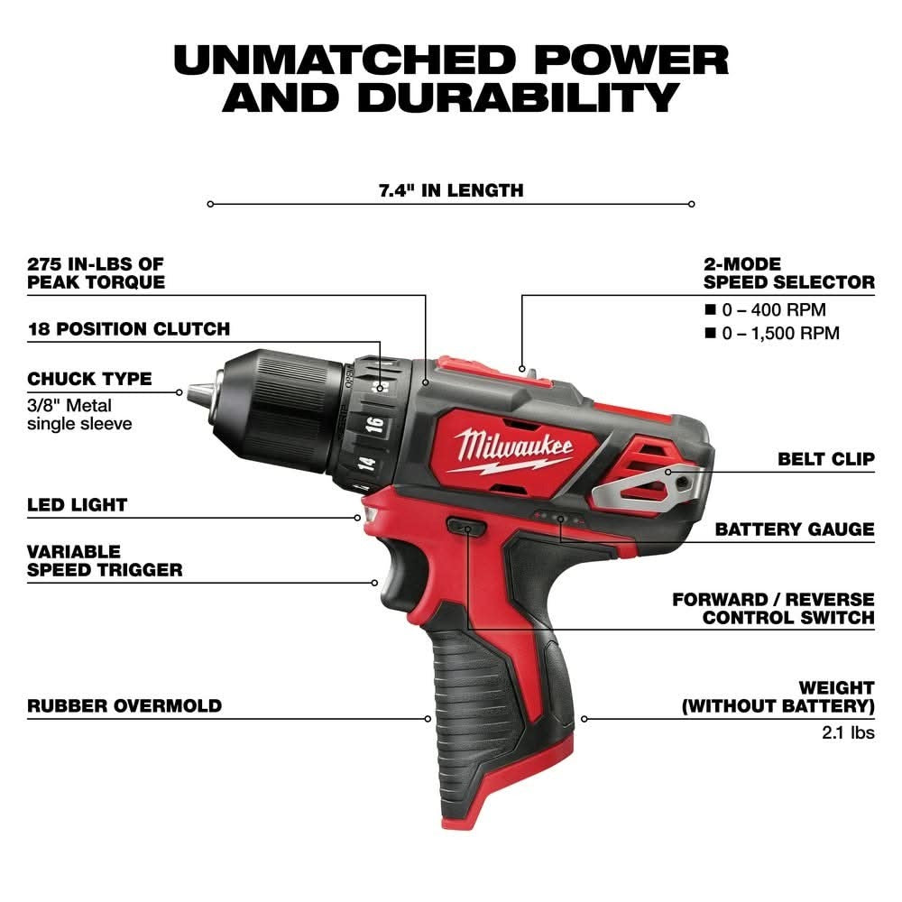 Milwaukee 2407-22 M12 3/8-Inch Drill/Driver 1.5AH Kit
