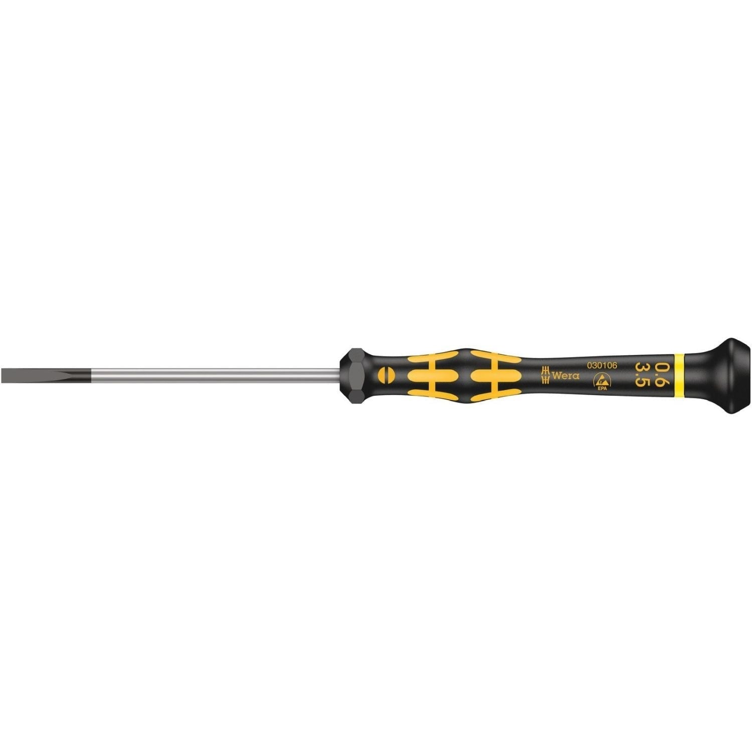 Wera 1578 A Esd Kraftform Micro Screwdriver For Slotted Screws, 0.60x3.5x80-mm.
