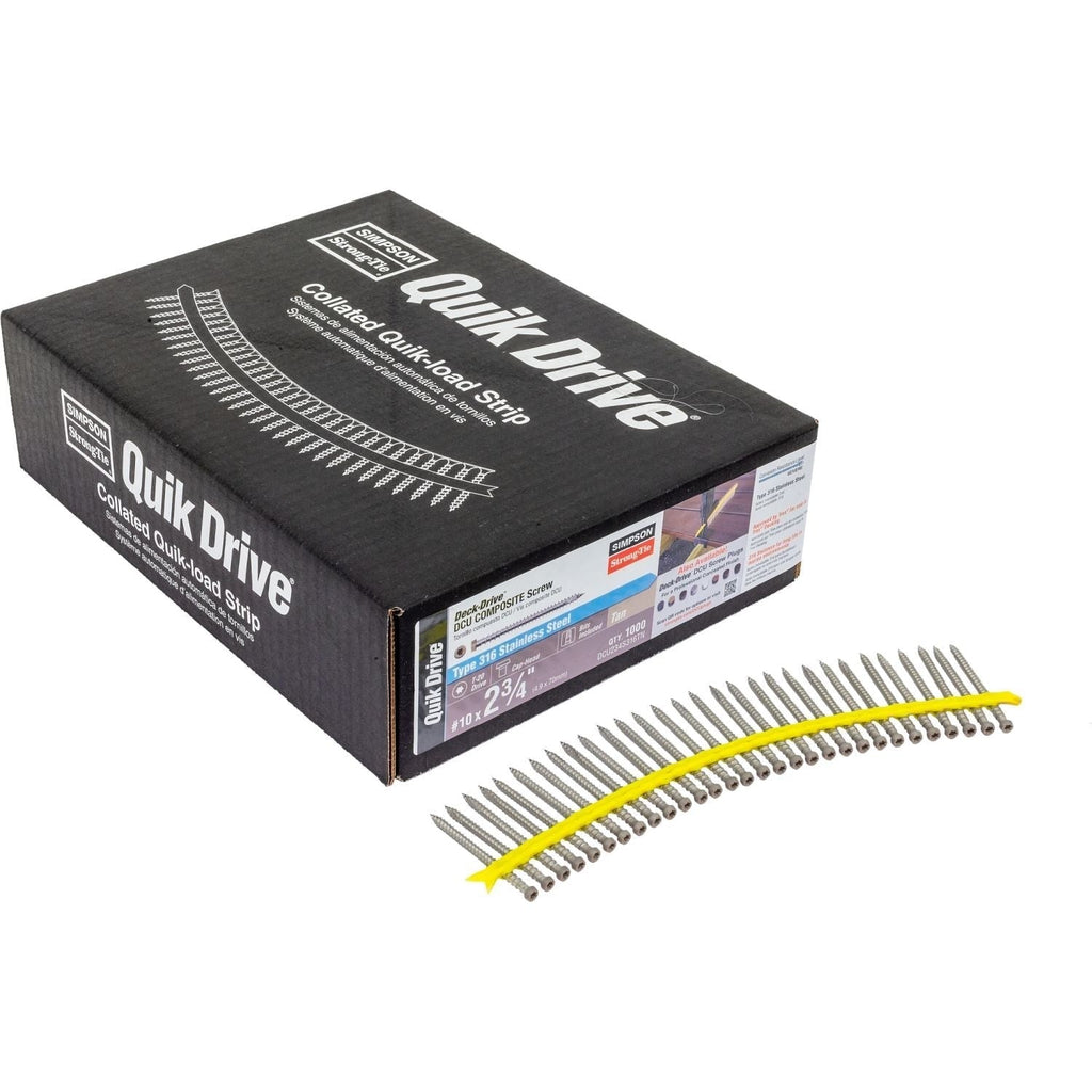Simpson Strong-Tie DCU234S316TN Deck-Drive DCU COMPOSITE Screw (Collated), #10 x 2-3/4-in. Type 316, Tan, 1000-Pack