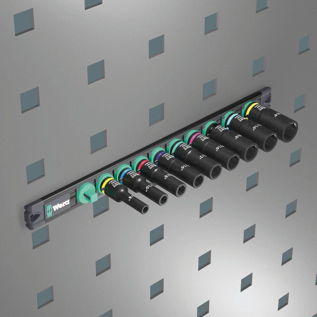 Wera 9661 Magnetic Rail B Impaktor Deep Imperial 1 Socket Set, 3/8-in. Drive, 9-Pieces