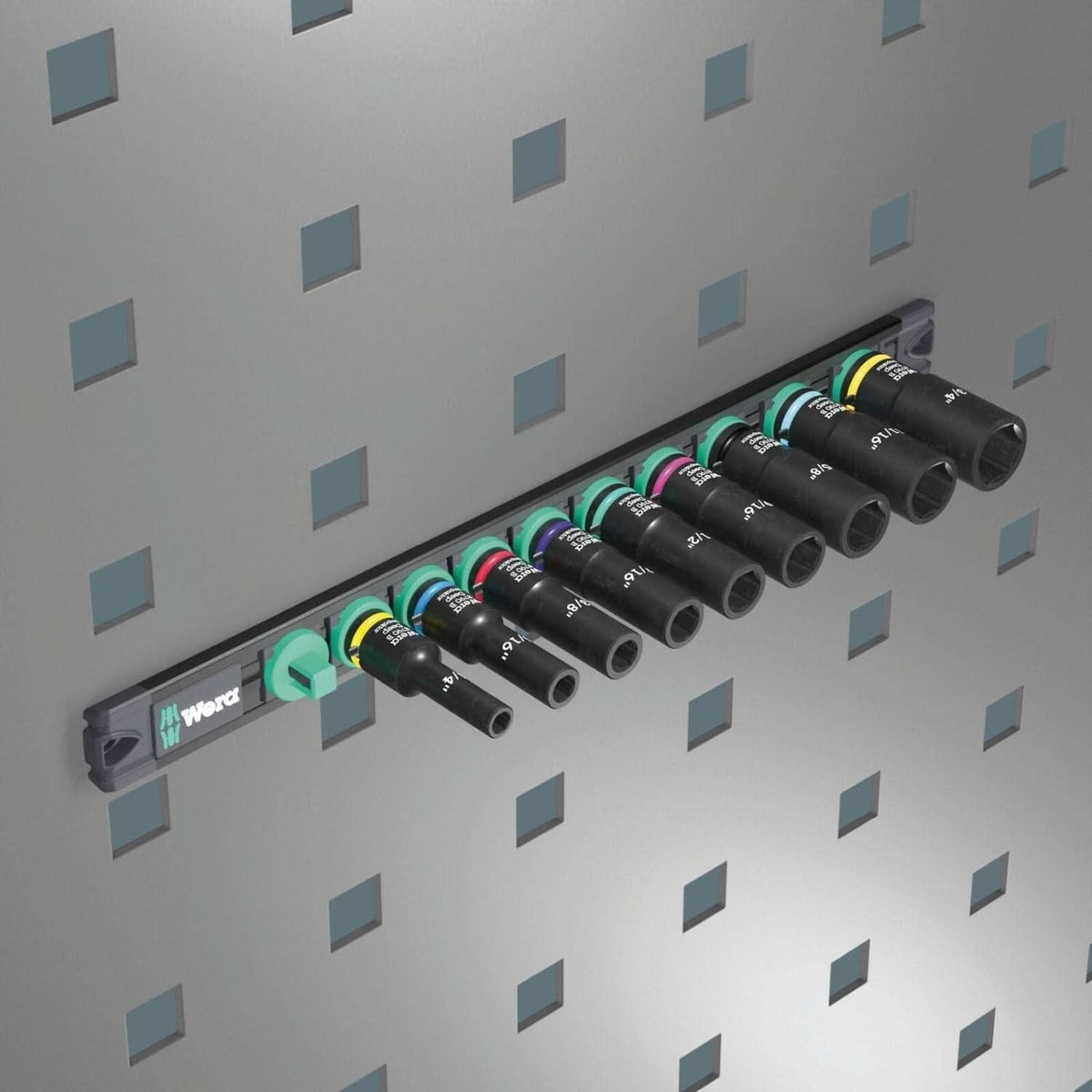 Wera 9661 Magnetic Rail B Impaktor Deep Imperial 1 Socket Set, 3/8-in. Drive, 9-Pieces