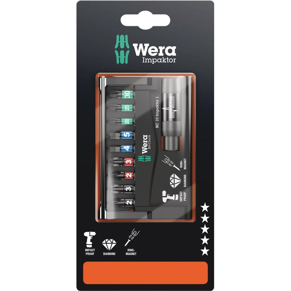 Wera Bit-Check 10 Impaktor 1 SB, 10-Pieces