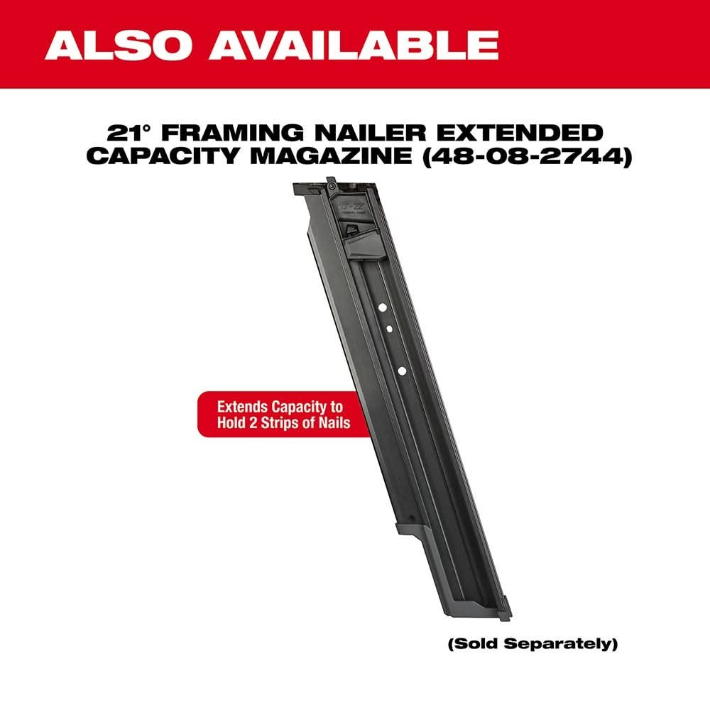 Milwaukee 2744-20 M18 FUEL Brushless 21-Degree Framing Nailer, Tool Only