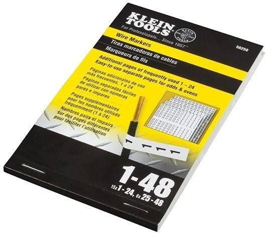 Klein 56250 Wire Marker Book, 1-48