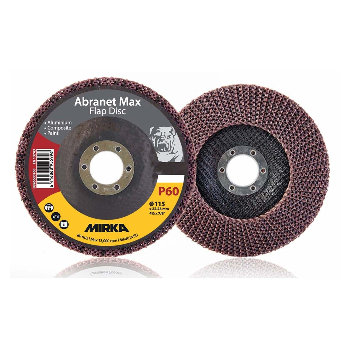 Mirka Abranet Max 4-1/2-in. P60 T29 ALOX Flap Disc, 10-Pack for Grinding (8896600160)