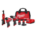 Milwaukee 3497-22 M12 FUEL 1/2-in. Drill Driver and 1/4-in. Hex Impact Driver with 3/8" Ratchet 2.0Ah / 4.0Ah Combo Kit