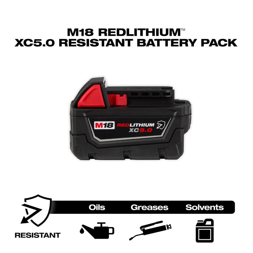 Milwaukee 48-11-1850R M18 REDLITHIUM XC5.0 Oil & Solvent Resistant Battery, 2-Pack (PROMO)