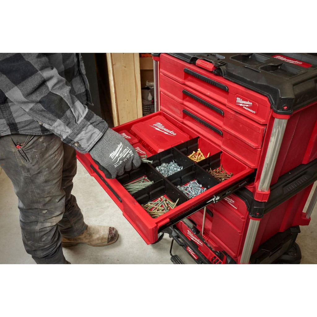 Milwaukee 48-22-8444 PACKOUT 4-Drawer Tool Box + 48-22-8431 PACKOUT Low-Profile Organizer