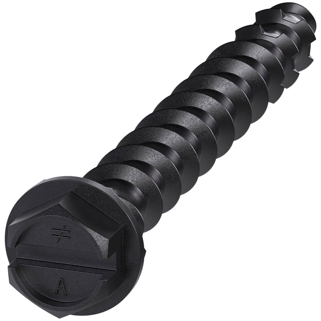 Simpson Strong-Tie TNTBL18134H Titen Turbo, 3/16-in. x 1-3/4-in. Hex-Head Concrete and Masonry Screw, Black, 100-Pack