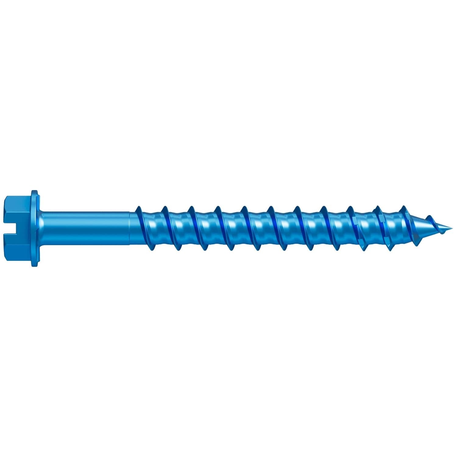 Simpson Strong-Tie TNT25214H Titen Turbo, 1/4-in. x 2-1/4-in. Hex-Head Concrete and Masonry Screw, Blue, 100-Pack