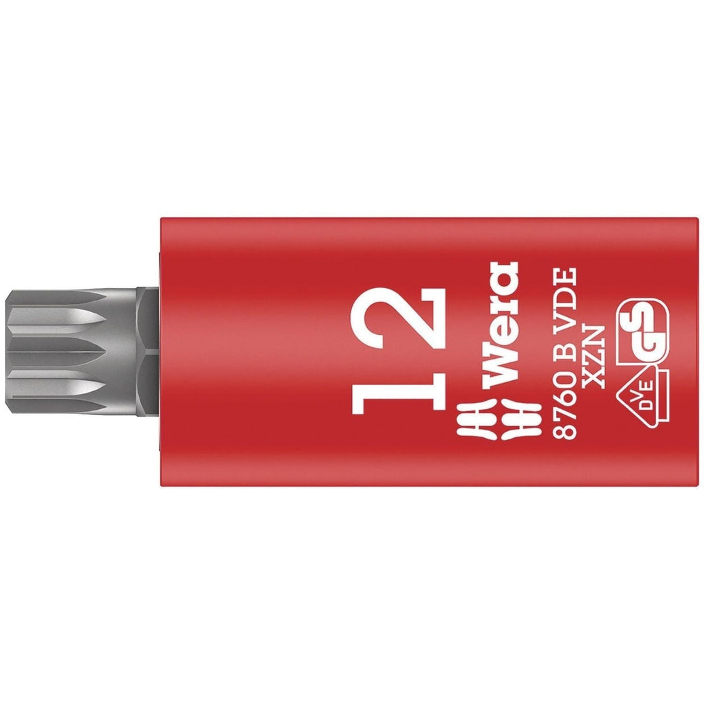 Wera 8760 B VDE Xzn Zyklop Bit Socket, Insulated, 3/8-in. Drive, For Multi-Point Socket Screws, M 12x59-mm.