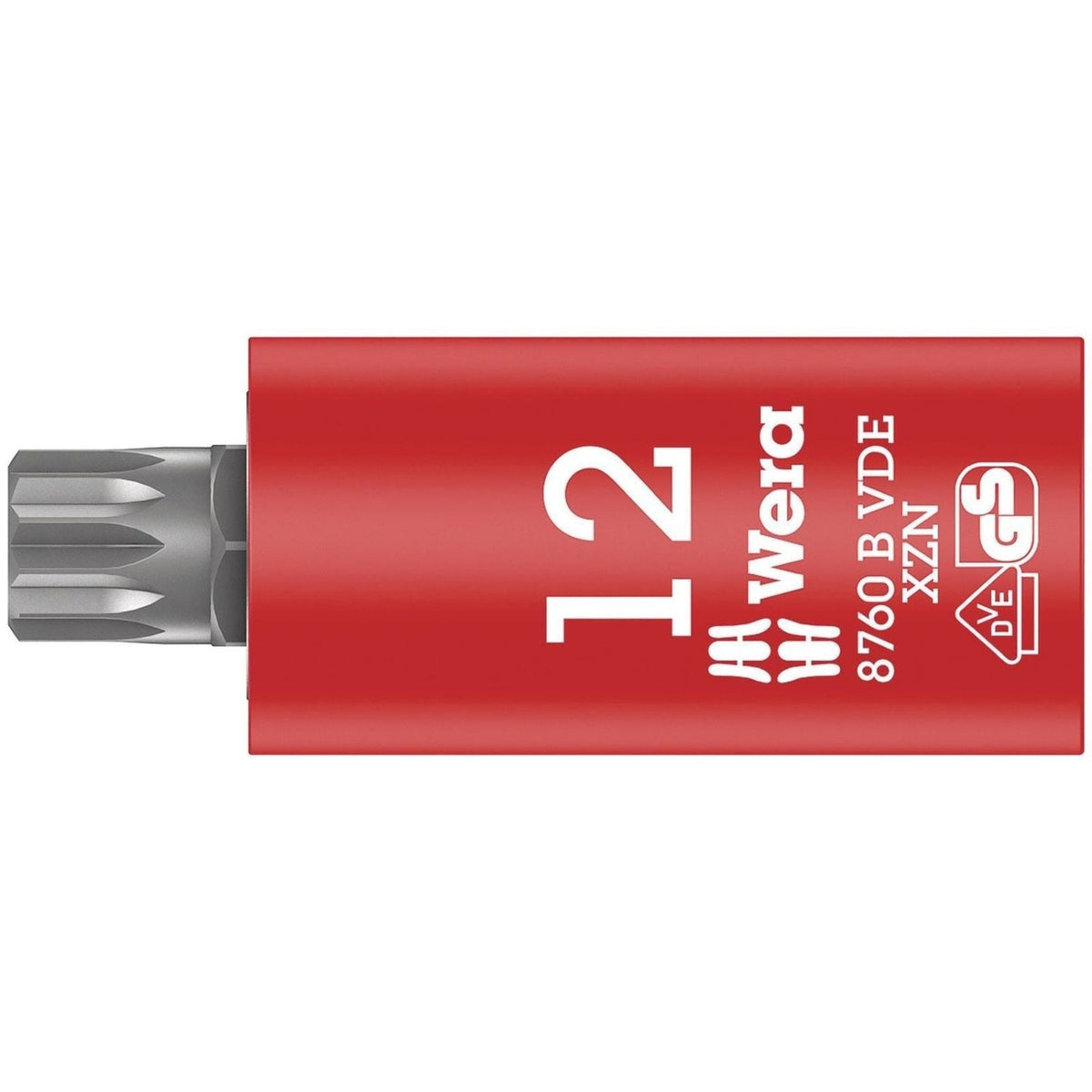 Wera 8760 B VDE Xzn Zyklop Bit Socket, Insulated, 3/8-in. Drive, For Multi-Point Socket Screws, M 12x59-mm.