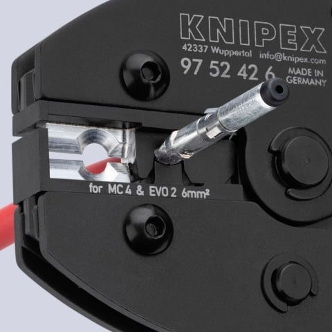 Knipex 8-1/2-in. PreciForce Crimping Pliers for MC4/MC4 Evo 2, 6mm2 (97 52 42 6)