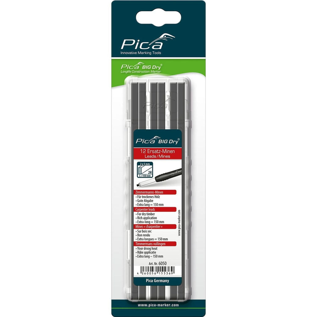 Pica 6050/SB Graphite Pencil Lead Refill Package, 12-Pack