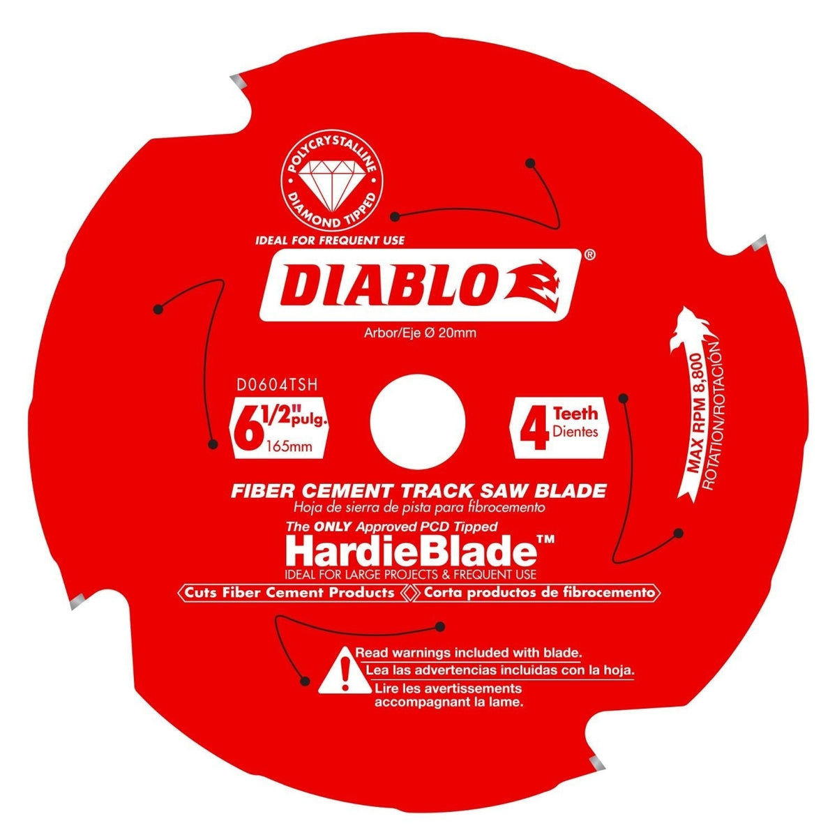 Diablo D0604TSH Diablo 6-1/2-in. 4-Teeth Track Saw Blade for JamesHardie and Fiber Cement