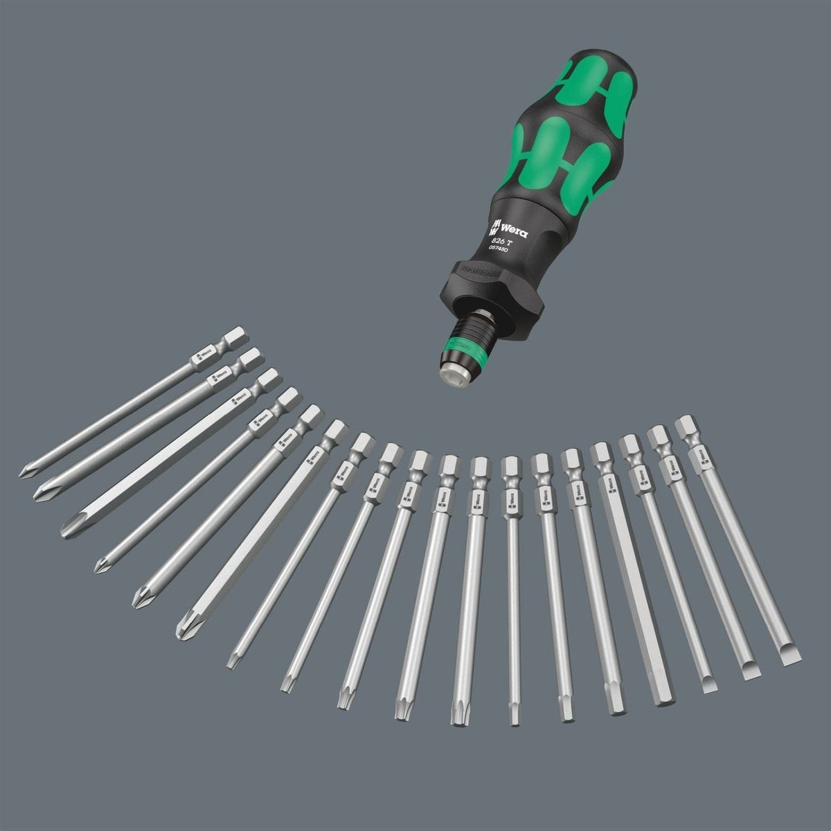 Wera 826 T Kraftform Turbo Bitholding Handle With Rapidaptor Quick-Release Chuck, 1/4-in.x146-mm.