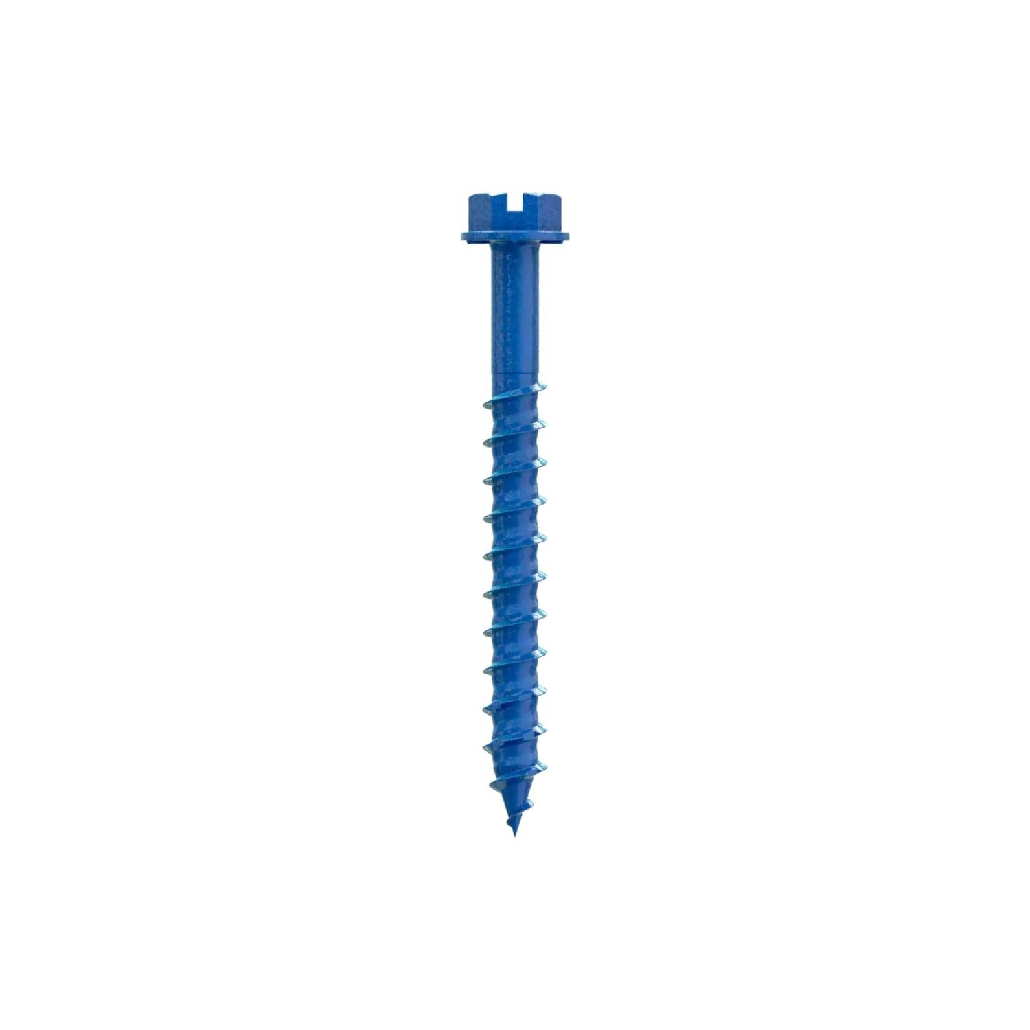 Simpson Strong-Tie TNT25214HC25 Titen Turbo, 1/4-in. x 2-1/4-in. Hex-Head Concrete and Masonry Screw, Blue, 25-Pack
