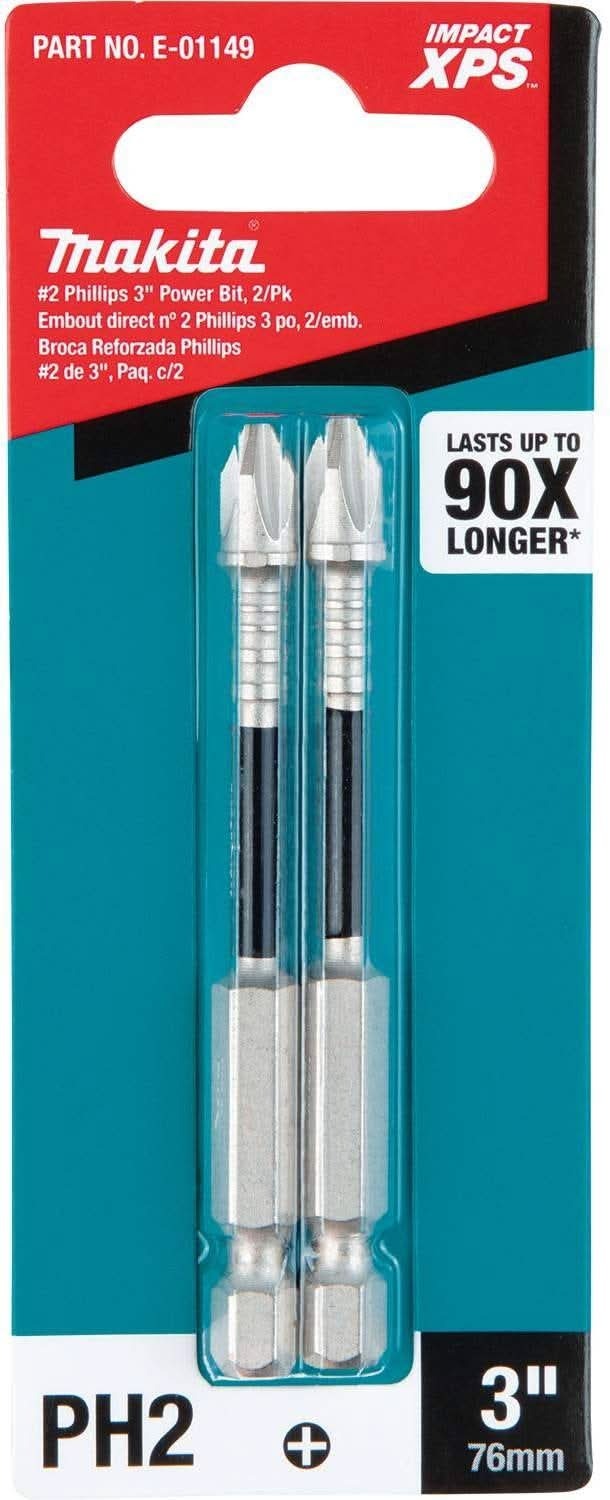 Makita E-01149 Impact XPS #2 Phillips 3" Power Bit, 2/pk