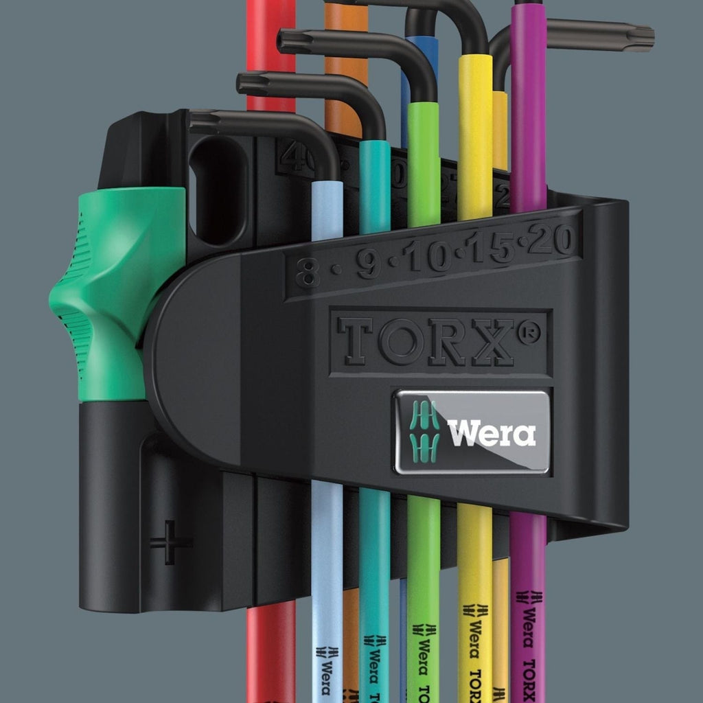 Wera 967/9 Torx Bo Multicolour 1 L-Key Set For Tamper-Proof Torx Screws, Blacklaser, 9-Pieces