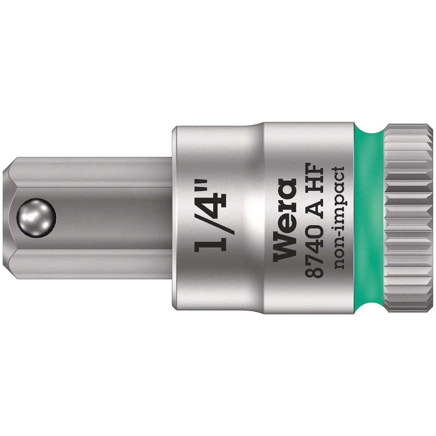 Wera 8740 A Hf Zyklop Bit Socket With Holding Function, 1/4-in. Drive, 1/4-in.x28-mm.