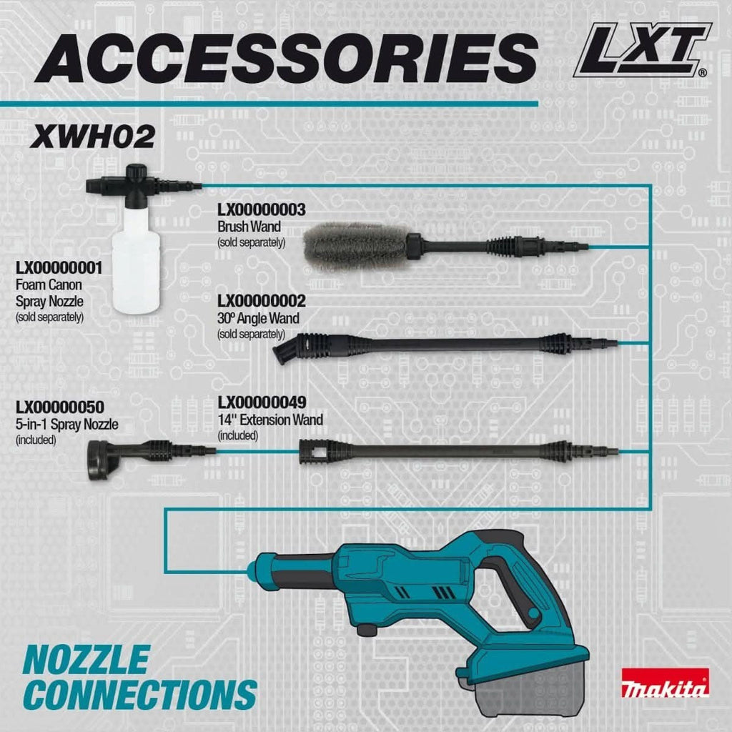 Makita XWH02Z 18V LXT Cordless 320 PSI 0.7 GPM Power Cleaner 4.0Ah Kit