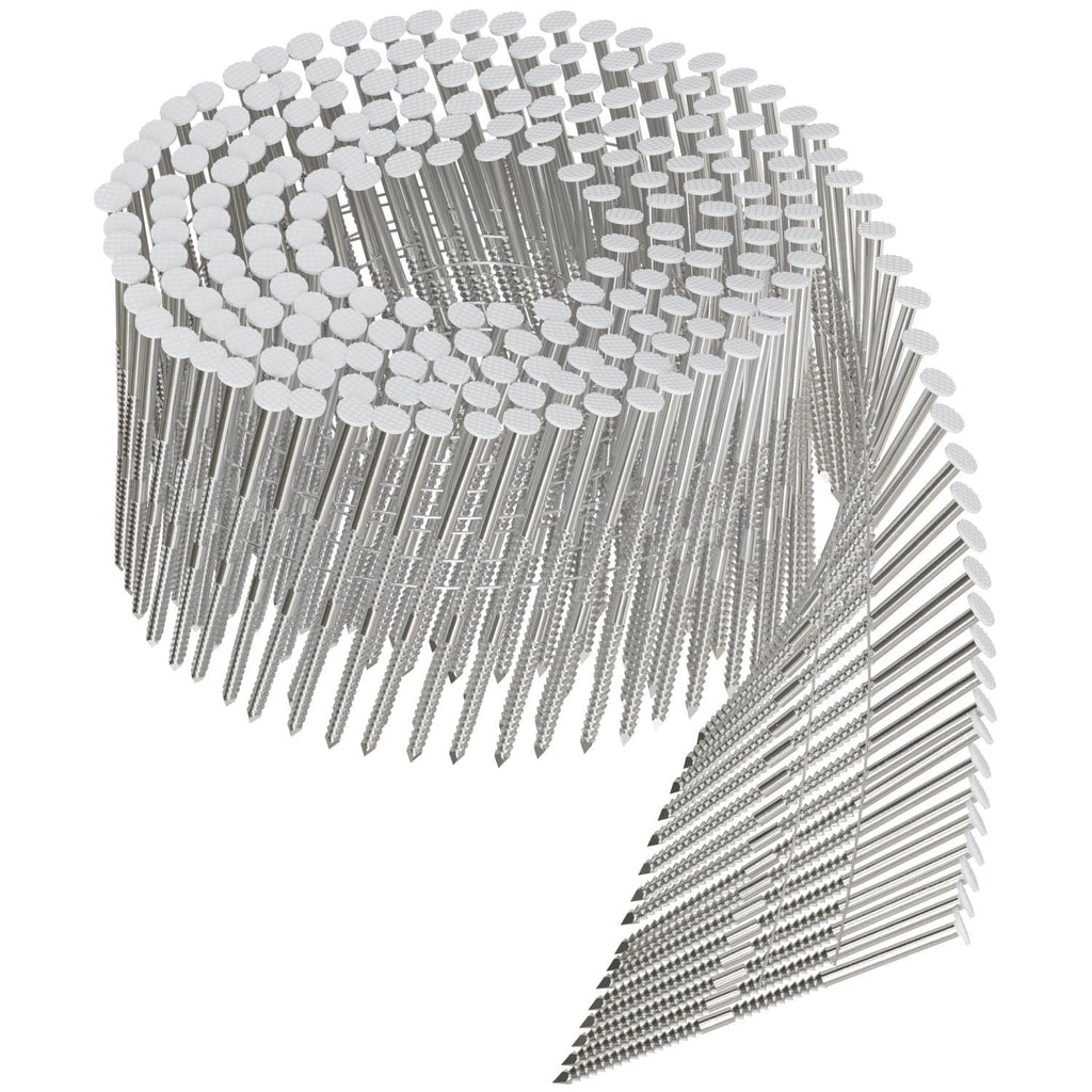 Simpson Strong-Tie S13A250CWH 15° Wire Coil, Painted Full Round Head, Ring-Shank Nail, 2-1/2-in. x .092-in. Type 304, White, 3600-Pack