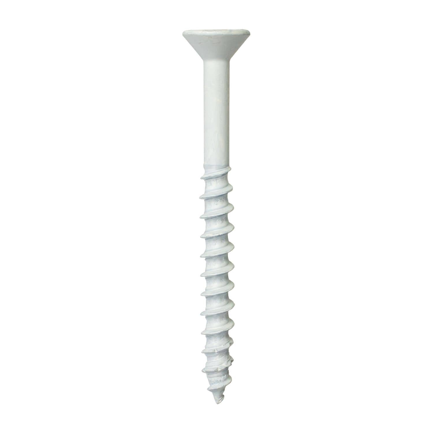 Simpson Strong-Tie TNTW25234TFC8 Titen Turbo, 1/4-in. x 2-3/4-in. 6-Lobe Flat-Head Concrete and Masonry Screw, White, 8-Pack