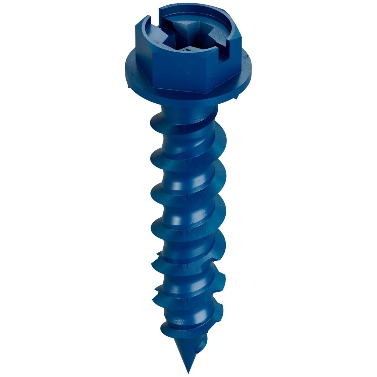 Simpson Strong-Tie TNT25114HB Titen Turbo, 1/4-in. x 1-1/4-in. Hex-Head Concrete and Masonry Screw, Blue, 3000-Pack