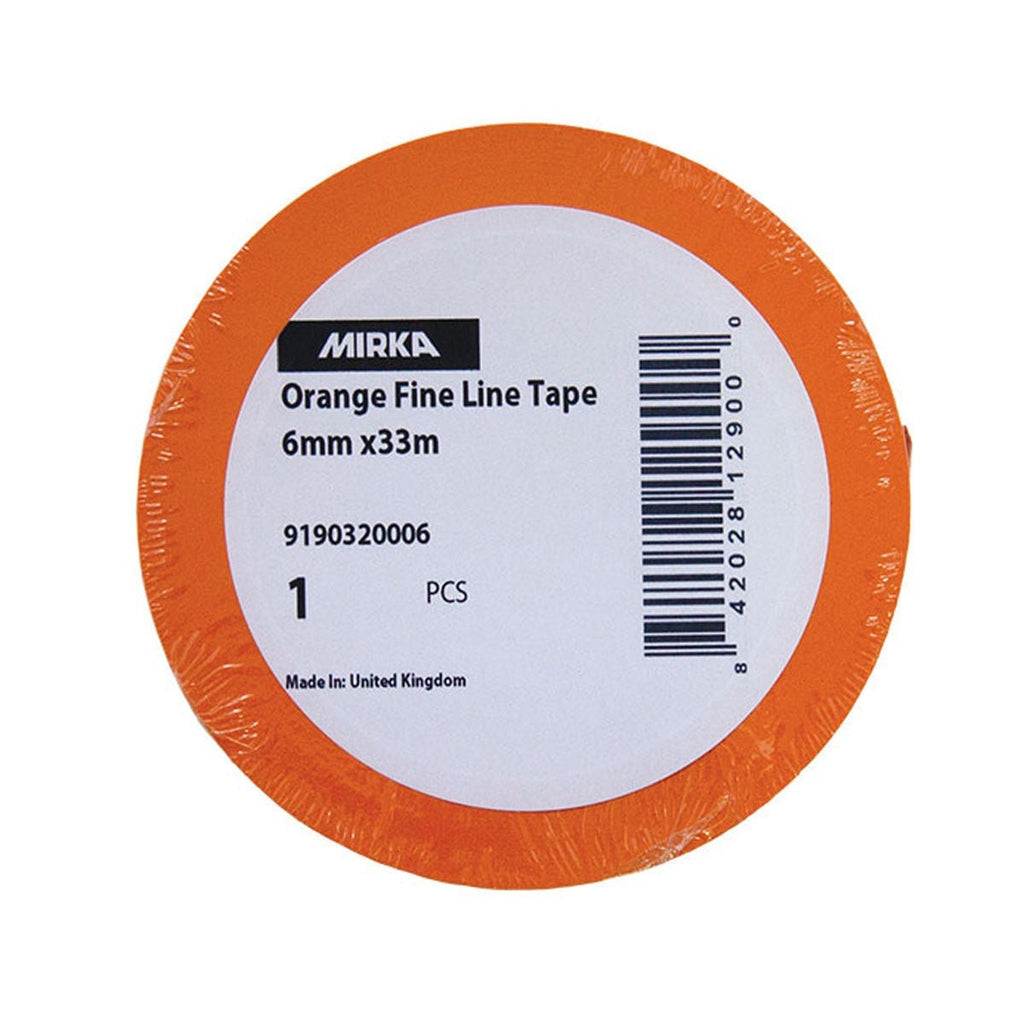 Mirka Orange Fine Line 6 mm x 33 m Masking Tape for Straight Lines and Curves (9190320006)