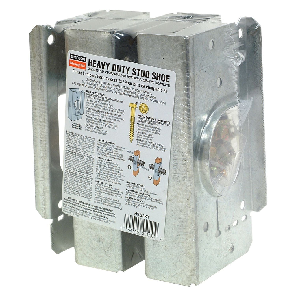Simpson Strong-Tie HSS2KT HSS Galvanized Stud Shoe for 2x, with Strong-Drive SDS Screws, 4-Pack
