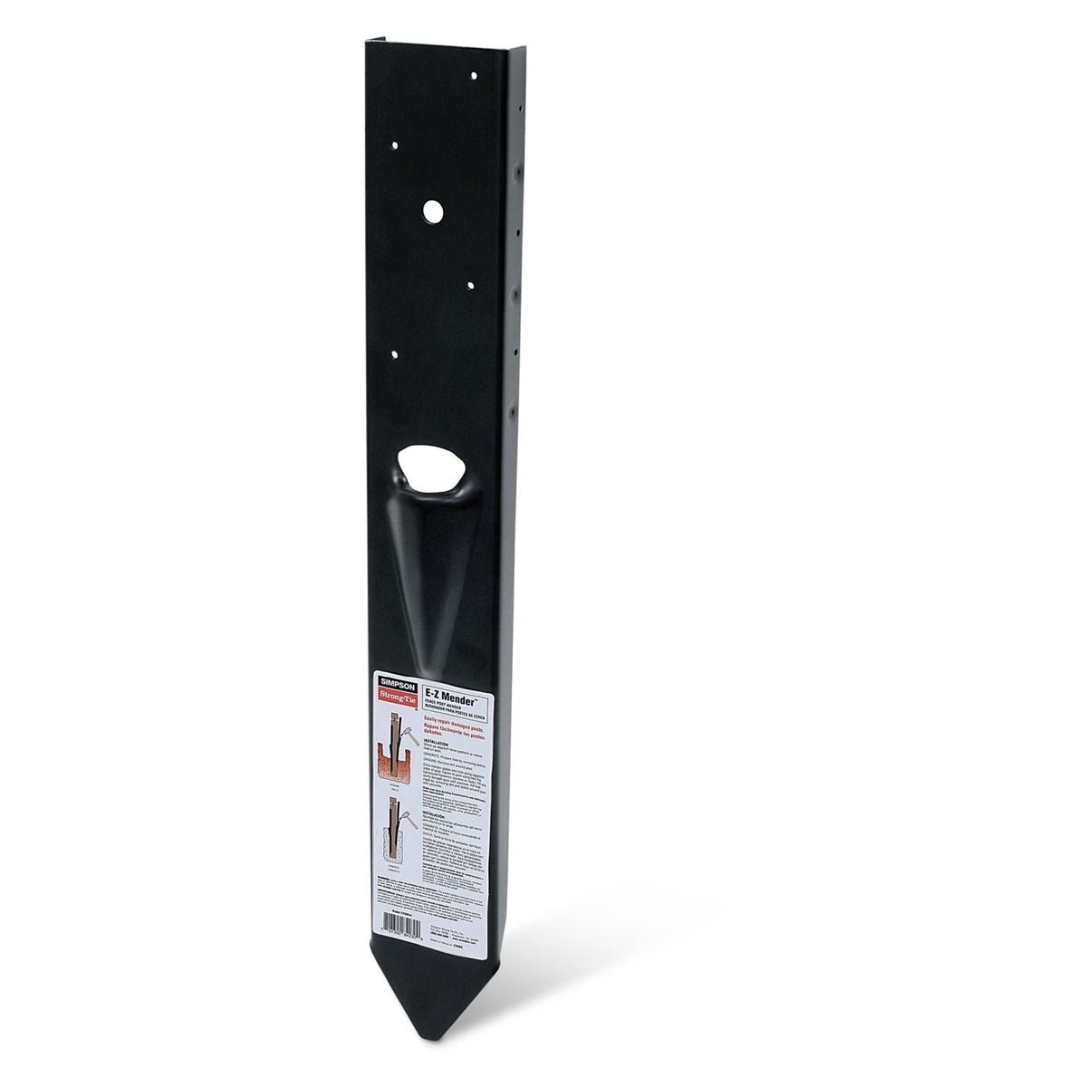 Simpson Strong-Tie E-Z Mender 12-Gauge Black Powder-Coated Mender Plate for 4x4 Wood Post (FPBM44E)
