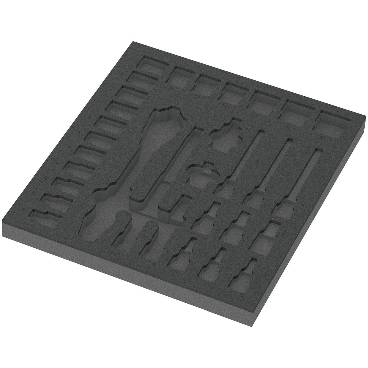 Wera 9822 Foam Insert 8000 C Zyklop 1/2-in. Ratchet Set 1, Empty, 344x30x392-mm.
