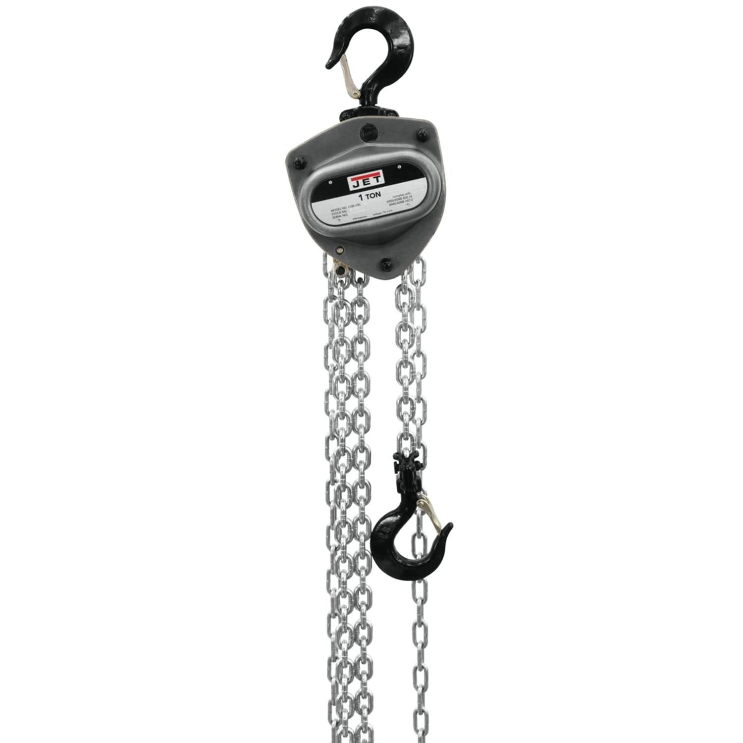 Jet 102100 L100-100WO-10 1 Ton Hoist with Overload Protection and 10-Foot Lift