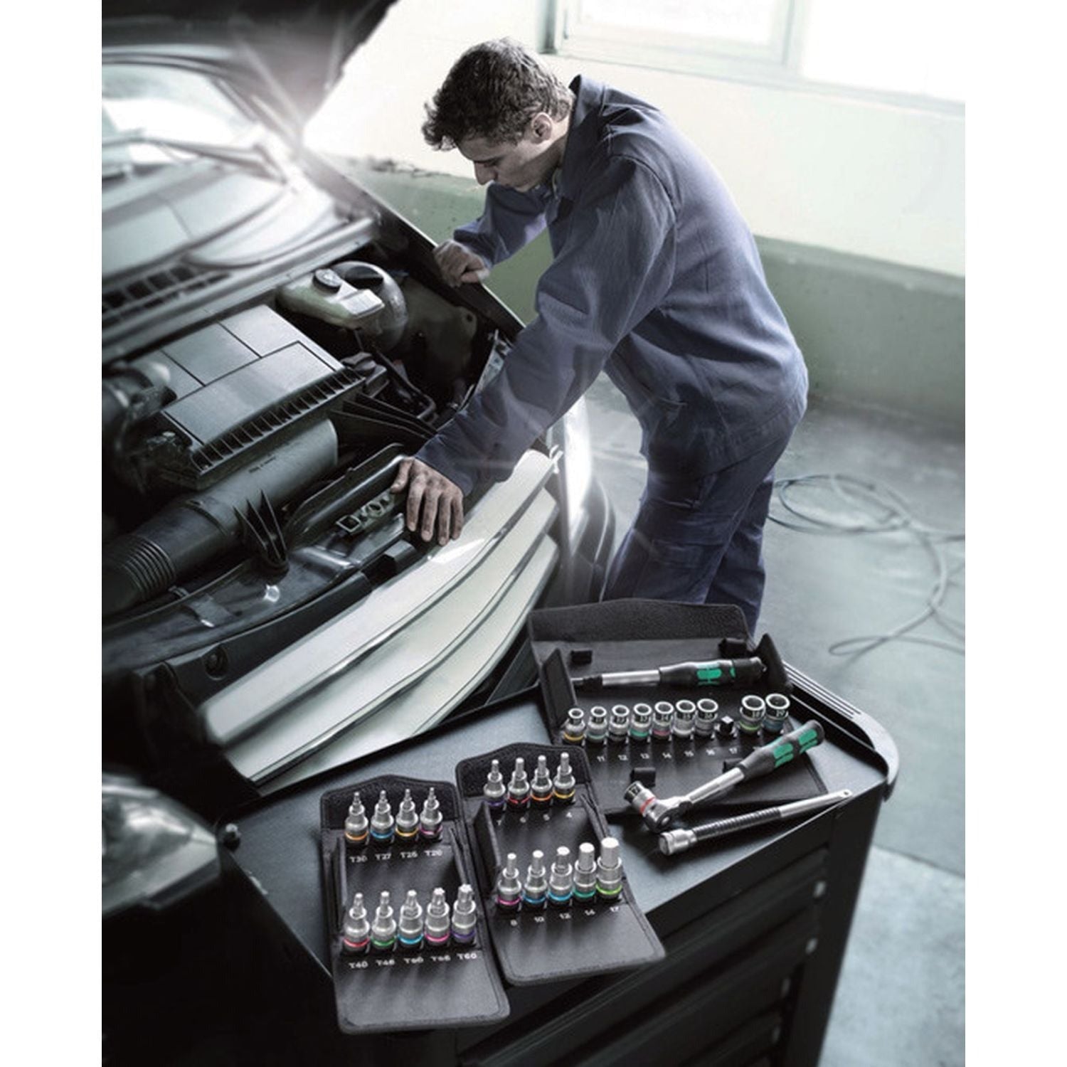 Wera 8767 C Torx Hf 1 Zyklop Bit Socket Set With 1/2-in. Drive, With Holding Function, 9-Pieces