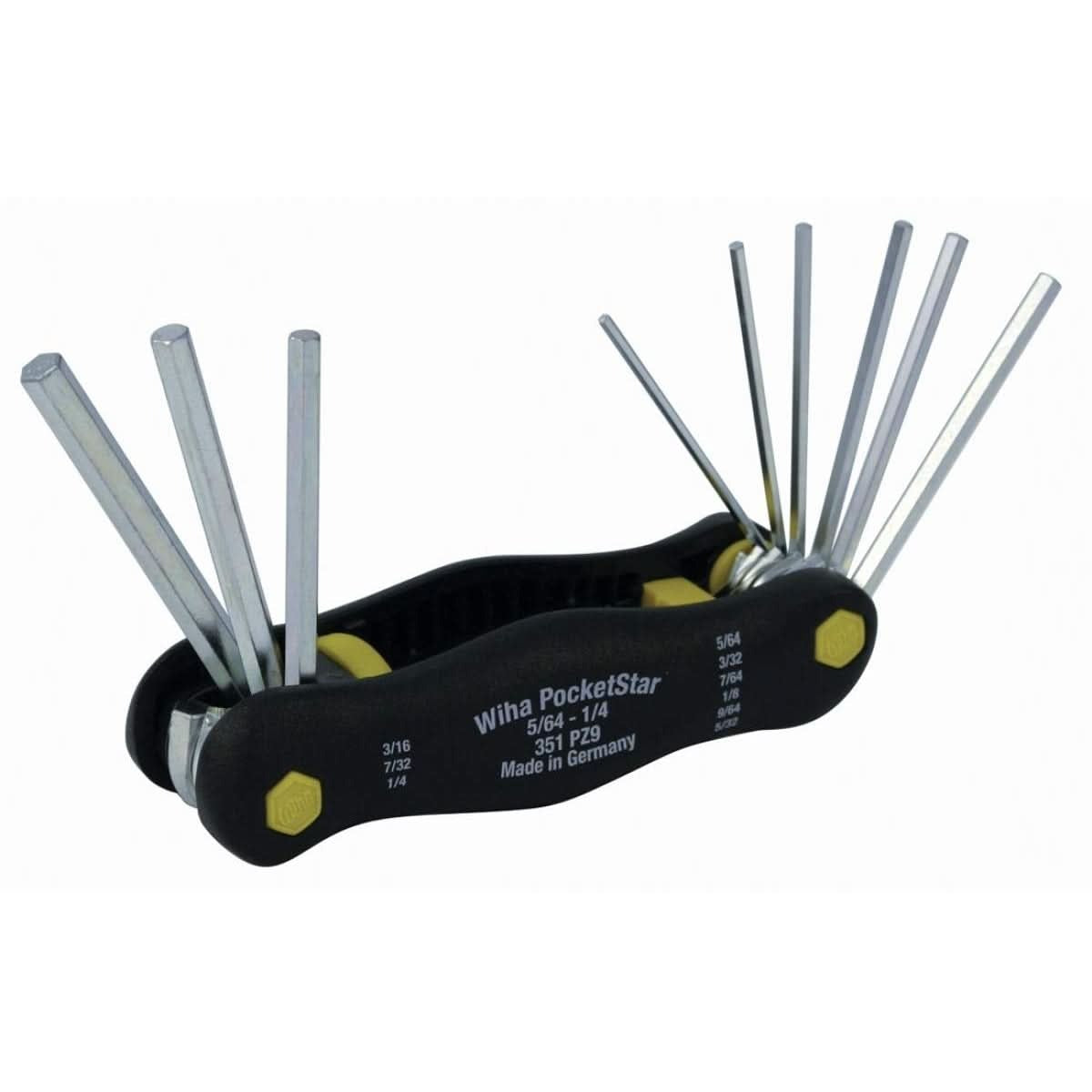 Wiha 35197 PocketStar Fold Out Hex 9 Piece Inch Set 5/64"-1/4"