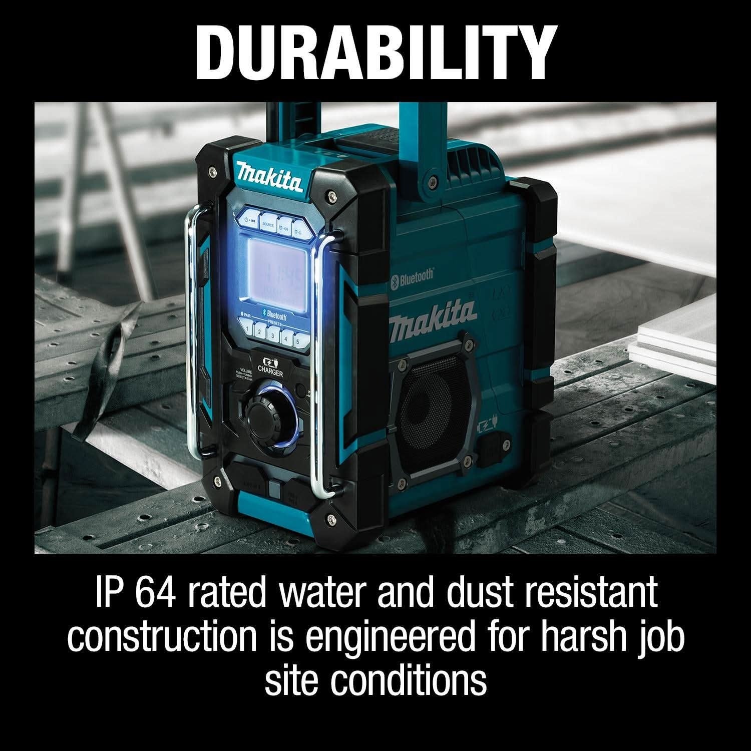 Makita XRM10 18V LXT / 12V max CXT Lithium Ion Cordless/Corded Bluetooth Job Site Charger / Radio, Tool Only