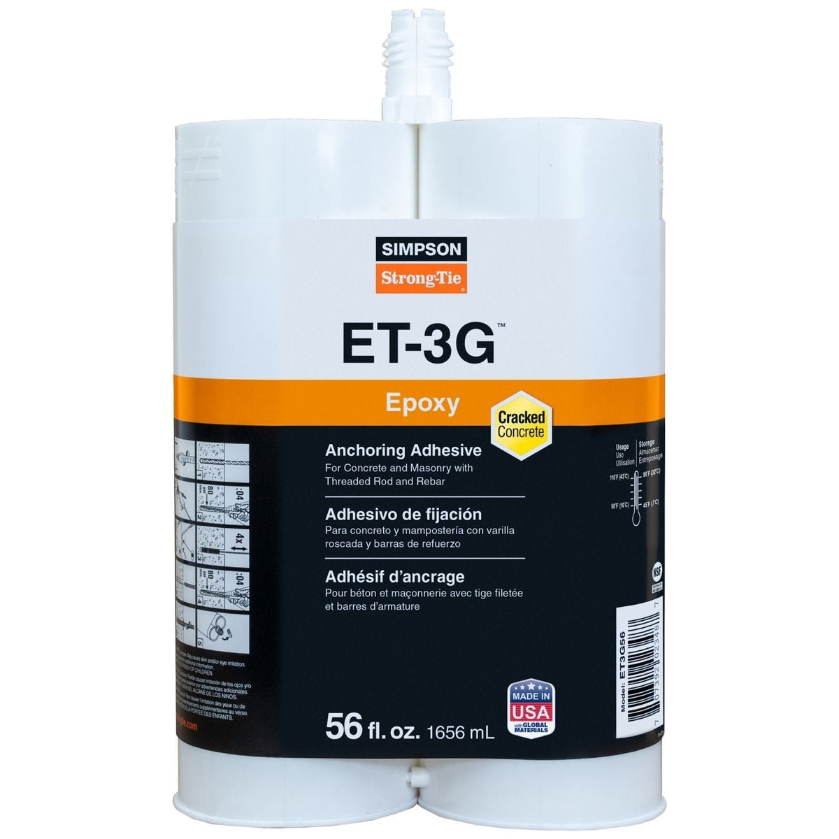 Simpson Strong-Tie ET3G56 ET-3G 56 oz. Epoxy Adhesive Cartridge