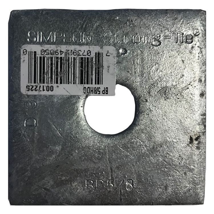 Simpson Strong-Tie BP 5/8-3HDG BP 3-in. x 3-in. Hot-Dip Galvanized Bearing Plate with 5/8-in. Bolt Dia.