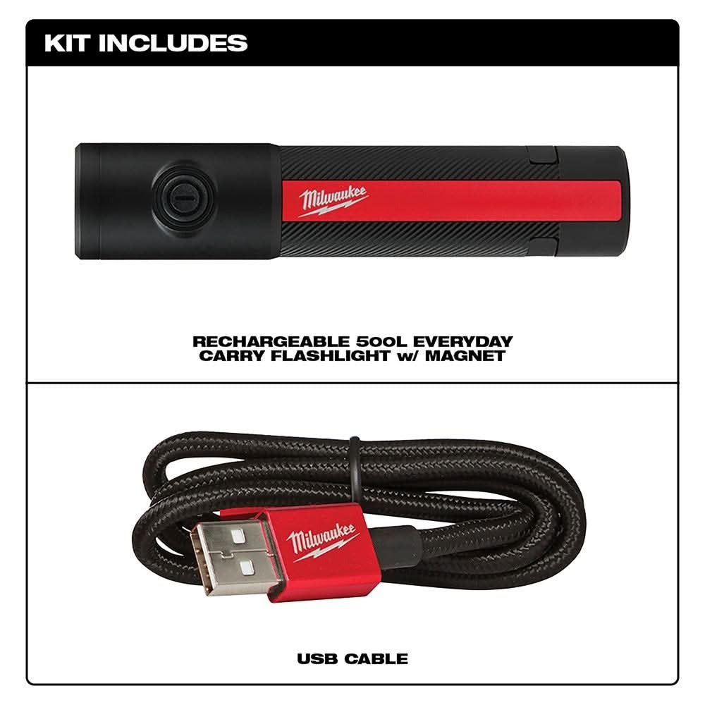 Milwaukee 2011R Rechargeable 500-Lumens Everyday Carry Flashlight w/ Magnet