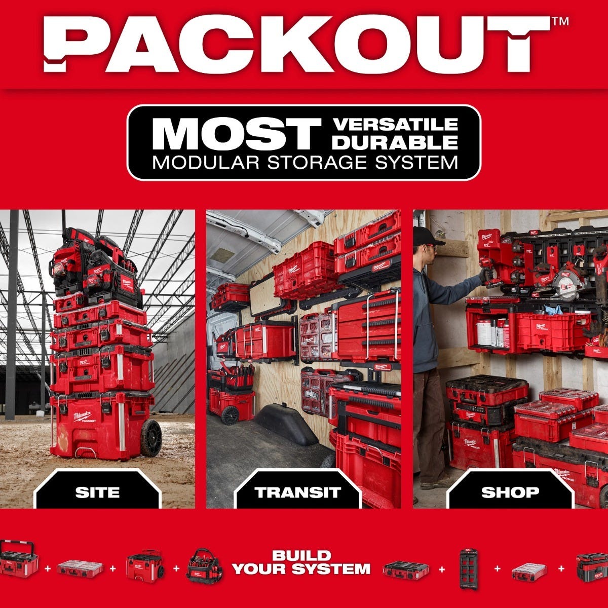 Milwaukee 48-22-8420 PACKOUT Rolling Drawer Tool Box & 48-22-8444 PACKOUT 4-Drawer Tool Box
