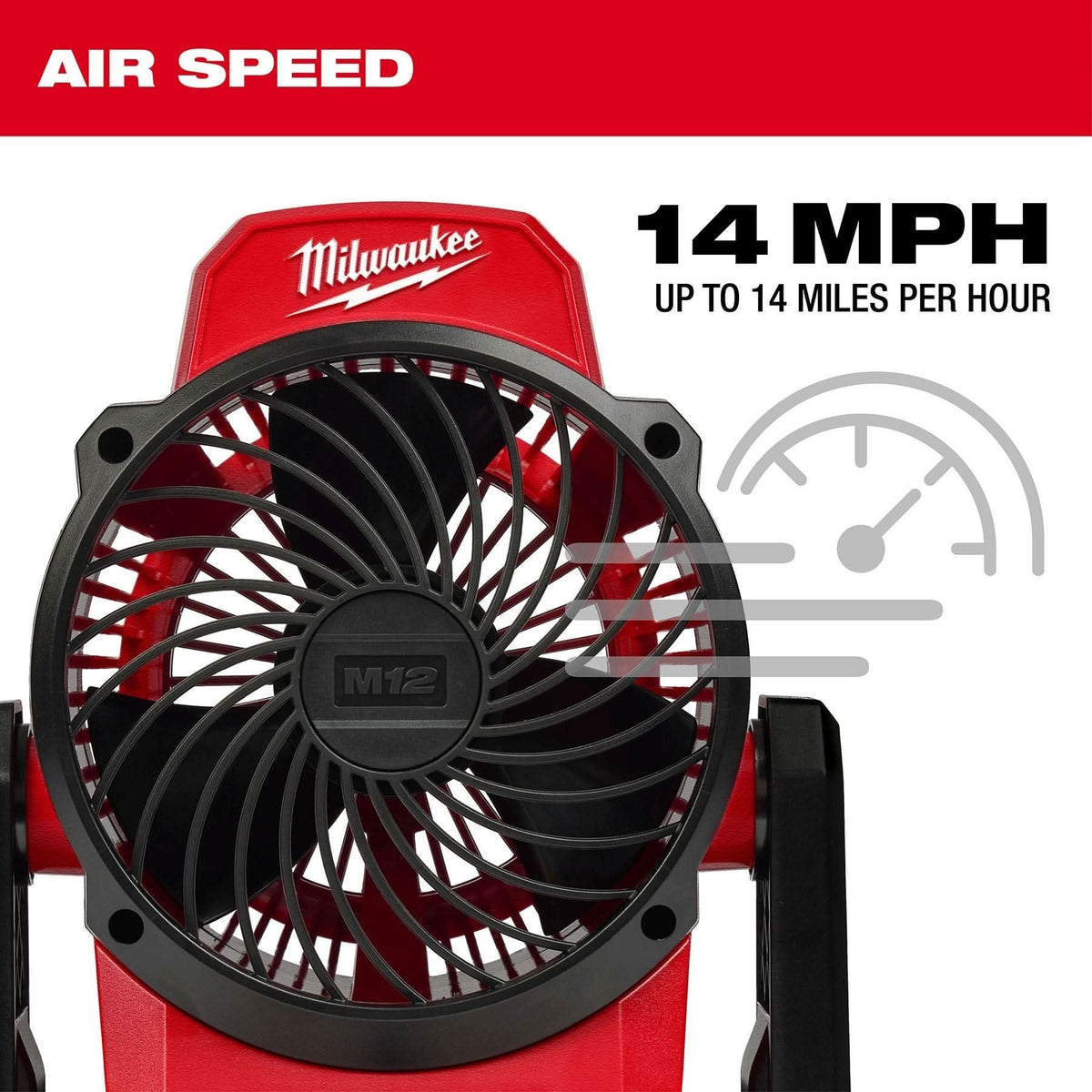 Milwaukee 0820-20 M12 Cordless 400-CFM Mounting Fan with Charger and 2.0Ah Battery Starter Kit