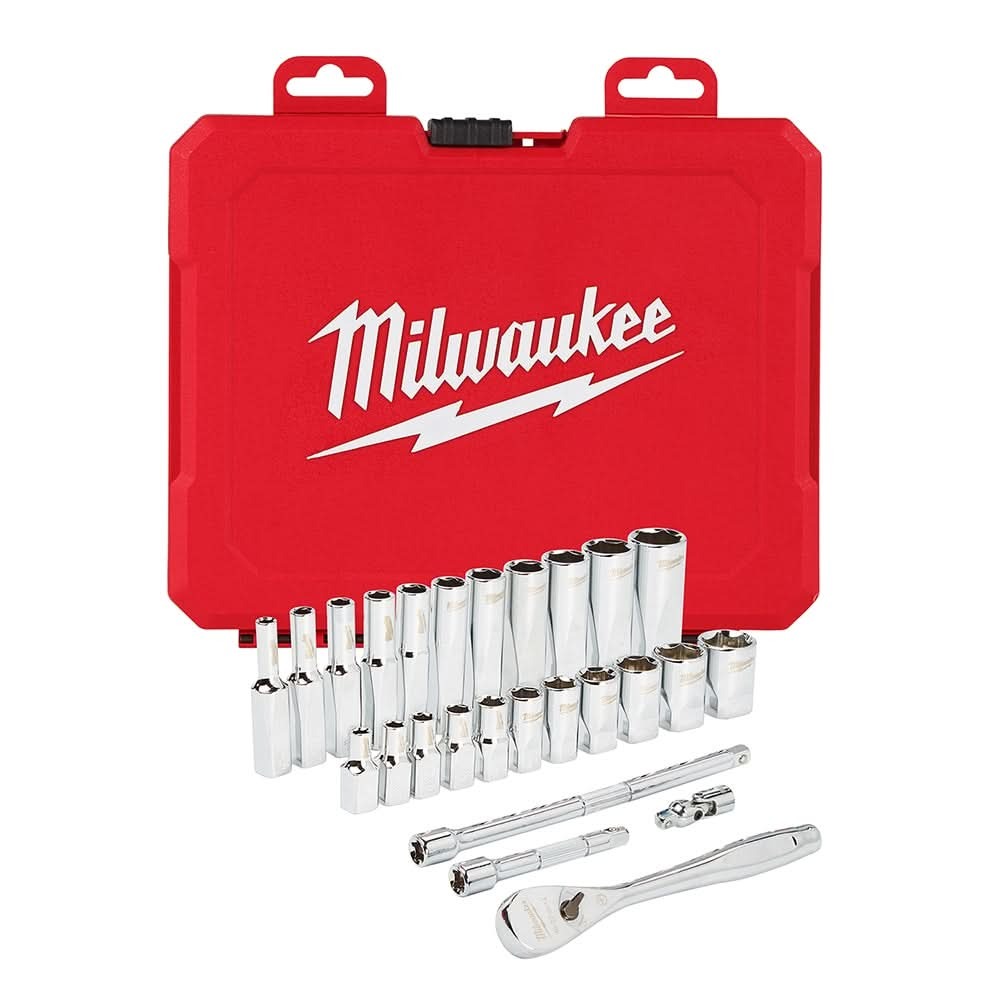 Milwaukee 48-22-9404 1/4" Drive 26-Piece SAE Ratchet & Socket Set
