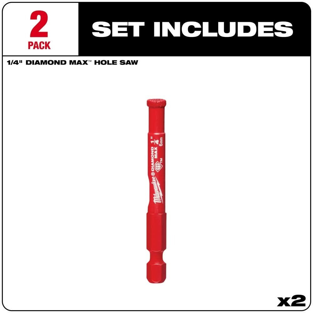 Milwaukee 49-56-0501 DIAMOND MAX 1/4-Inch Diamond Grit Hole Saw, 2-Pack